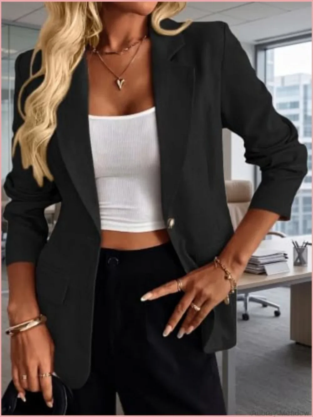 Lightweight Open-Front Blazer Jacket with Pockets Womens Work